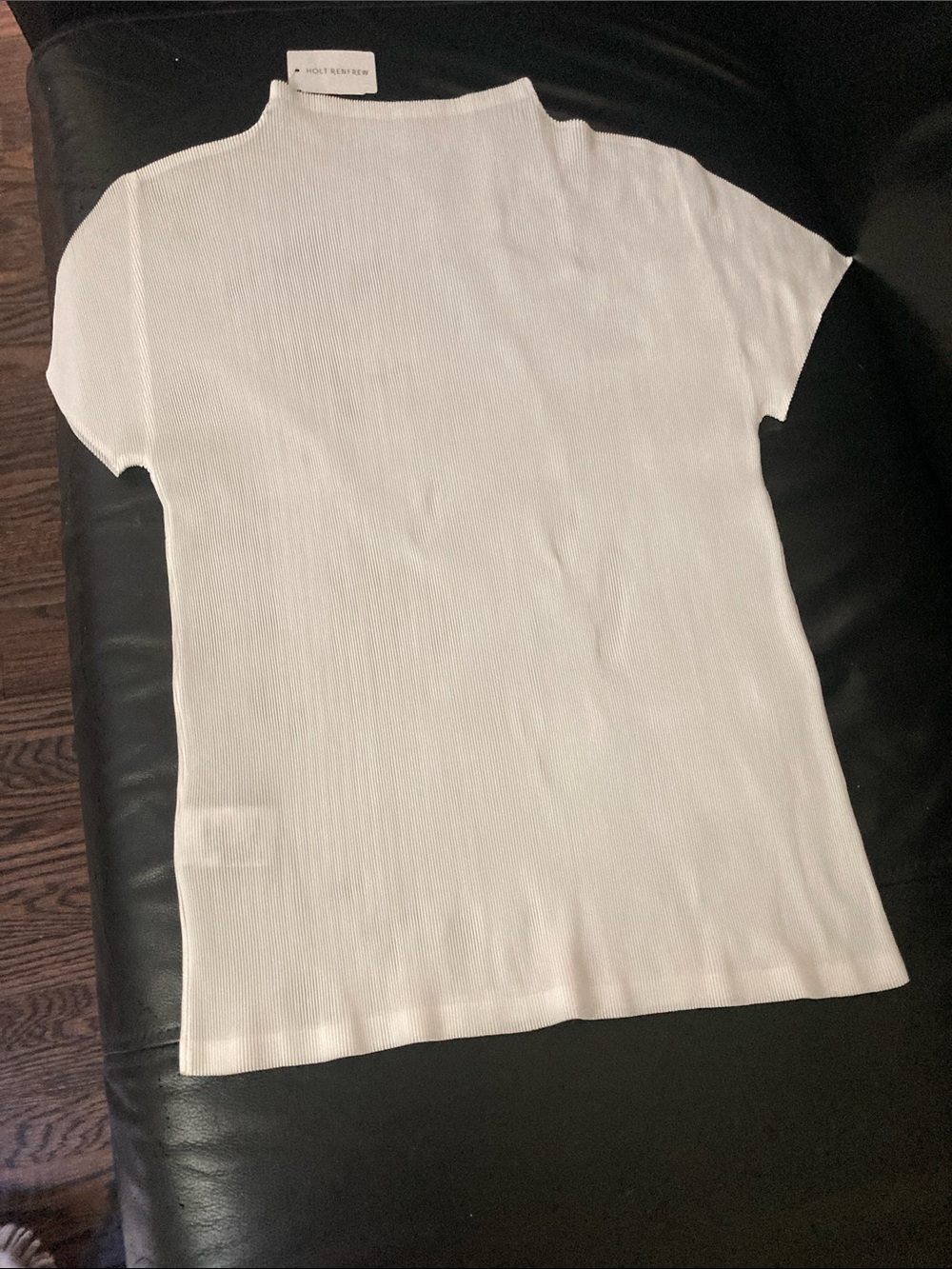 Issey Miyake White Ribbed Short-Sleeve Knit Top